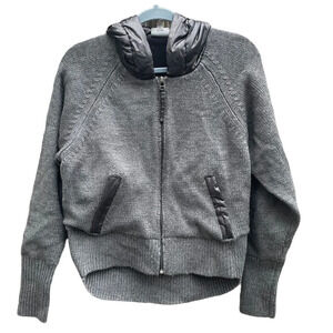 ATHLETA FLEECE LINED WOOL SWEATER JACKET